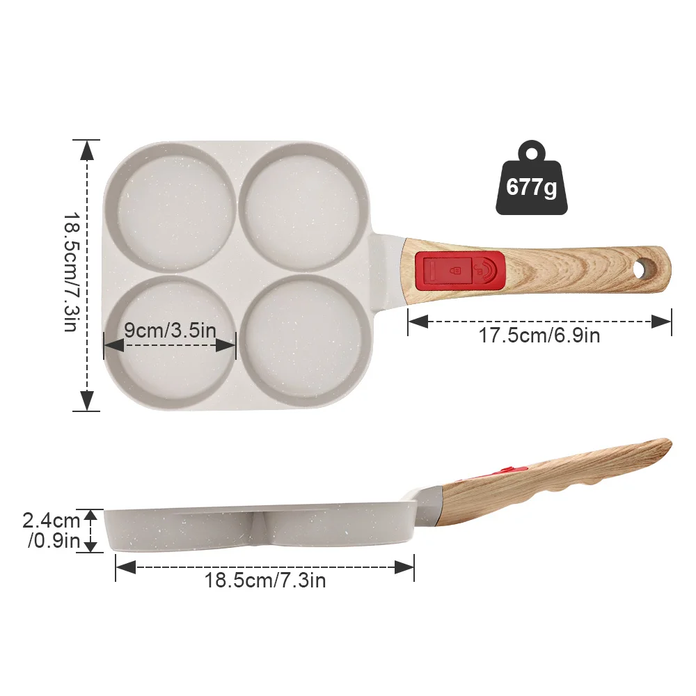 Factory Wholesale Customizable Non-Stick 4 Cup Egg Skillets Aluminum Fry Pan Multiple Egg Frying Pan 4 Hole Square