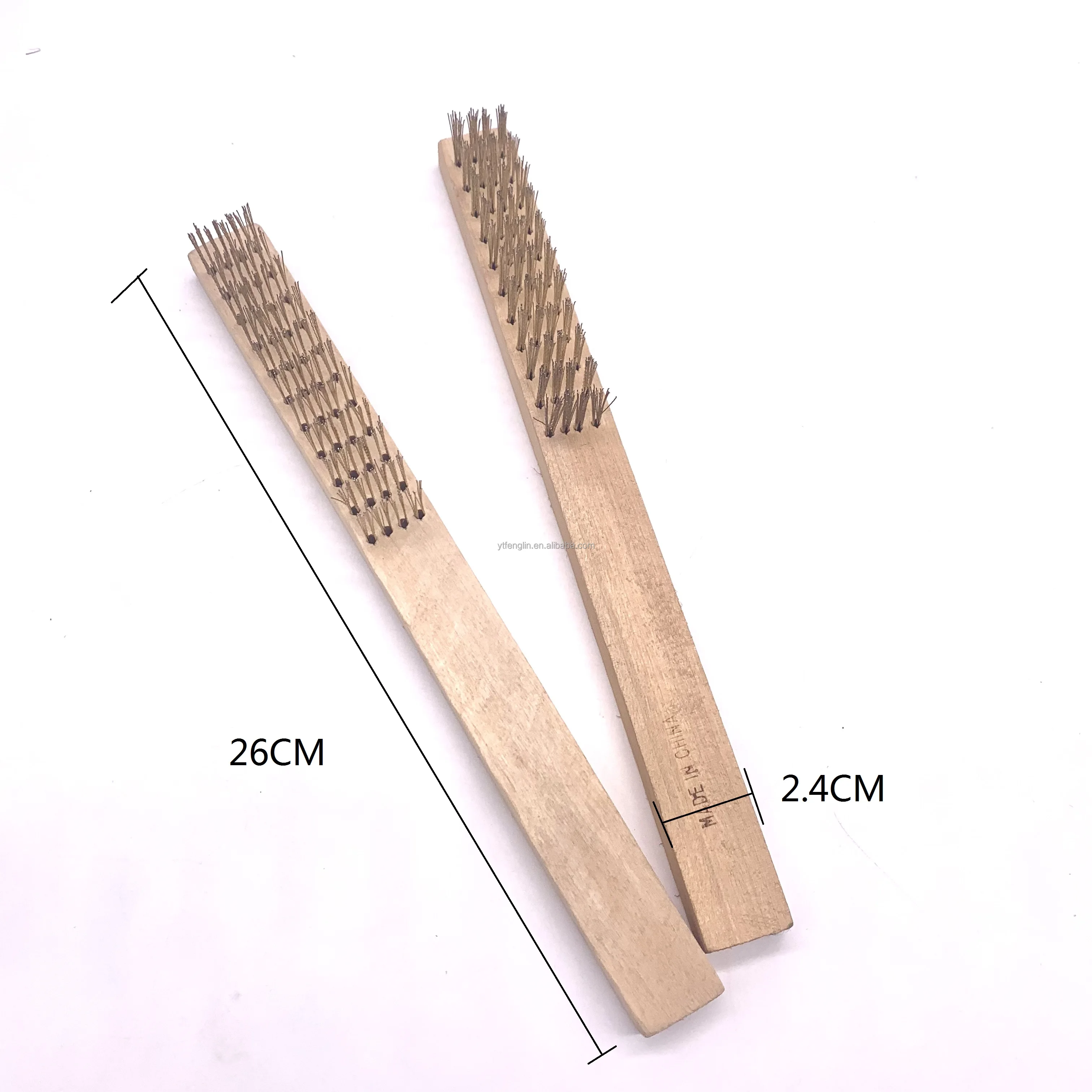 Copper plated wooden handle steel wire brush surface derusting polished wooden handle steel wire Hand brush
