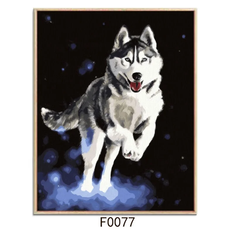 Лидер продаж, Настенная картина, современные картины маслом, домашний декор ручной работы, наборы красок для гостиной, деревянная картина, картина хаски, собака, картина по номерам