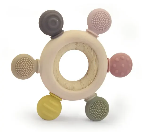 Hot Sales Silicone Wooden Teether Baby Soothing Baby Silicone Teether For Kids Baby Teething Toy