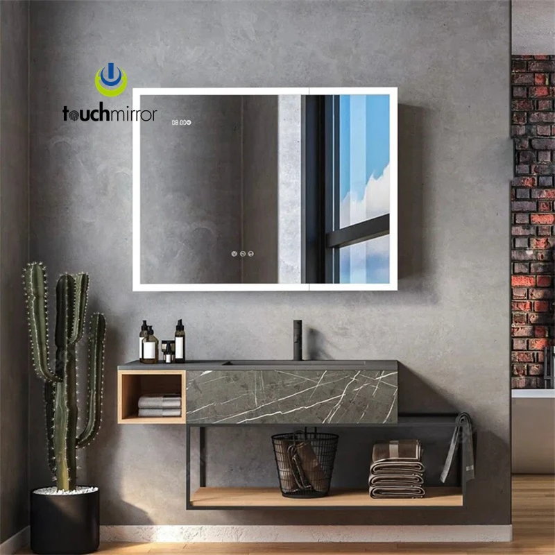 Wall Furniture Smart Bathroom Makeup Led Lighted Mirror Cabinet With Defogging