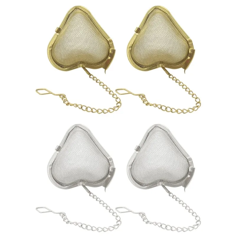 Stainless Steel Heart Shaped Tea Infuser Strainer Mesh Filter Loose Leaf Spice Hot Tea Tea Ball with Chain