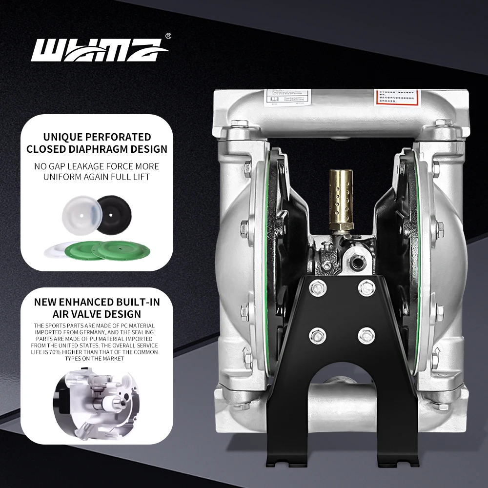 Stainless Steel High Performance 1-3 Inch Air Operated Diaphragm Pump for Chemical and Alcohol Liquids