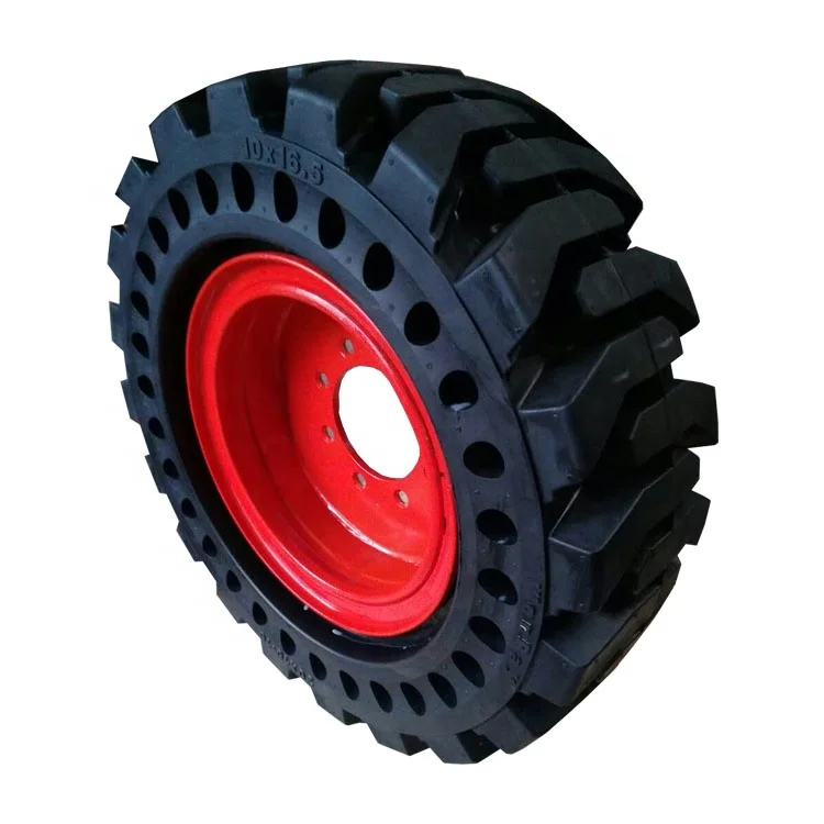 Deere skid steer loader wheel 10x16.5 12x16.5 solid skid steer tire with bigger side holes