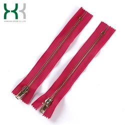 Factory sale good price decorative close end brass gold zipper