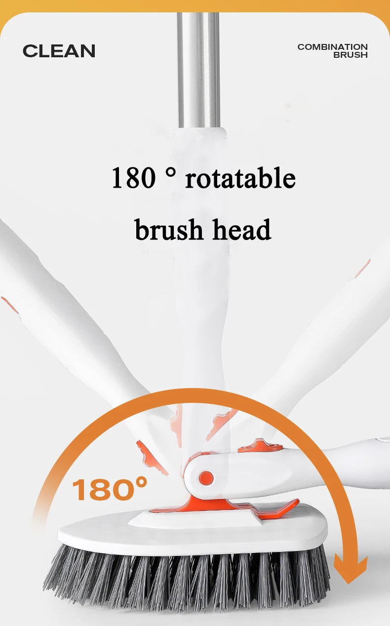 2024  New product  Tile & Tub Floor Scrub Cleaning Brush with Long Handle 3 In 1 Window Cleaning Brush