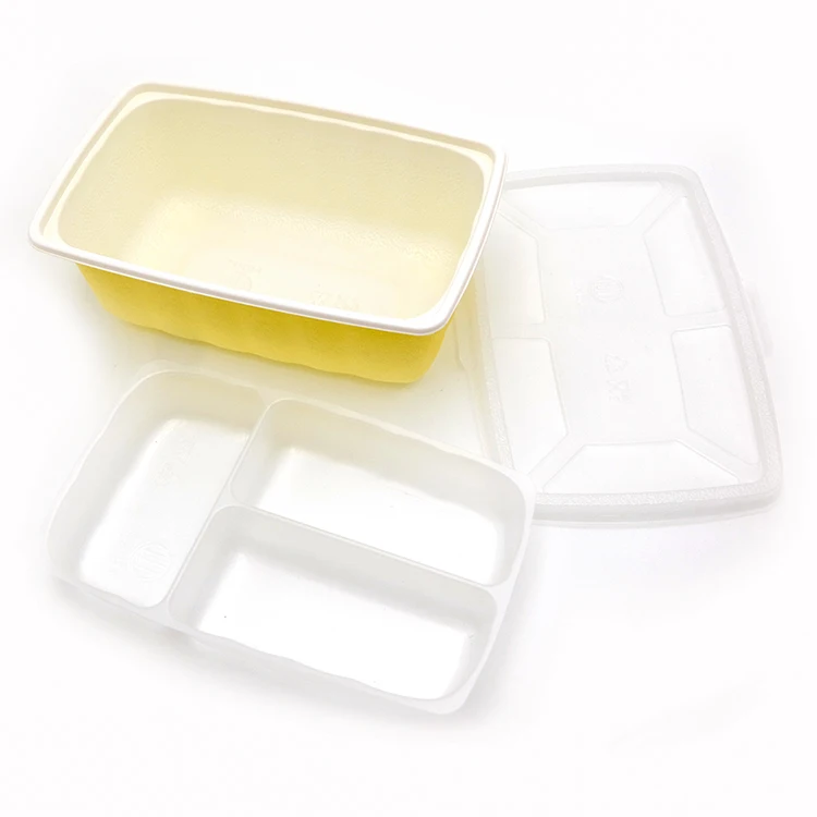 900ml Plastic Fast Food Packing colorful PP meal prep containers 3 compartment