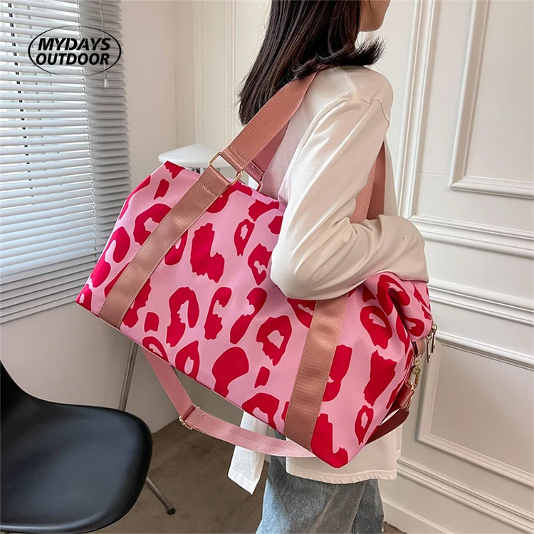 Mydays Outdoor Large Capacity Portable Waterproof Cute Travel Gym Bag Cow Print Duffle Tote Bag with Dry and Wet Separation