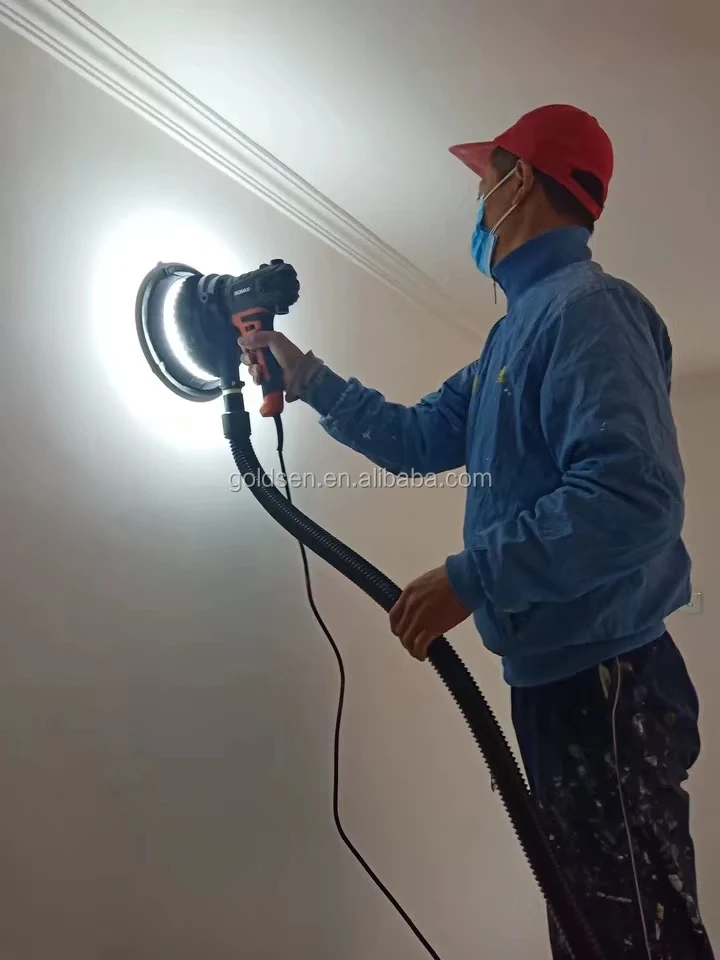 180mm 750w LED light Industrial Self-Suction Dustless Wall Sanding Machine Portable Electric Drywall Sander With Vacuum