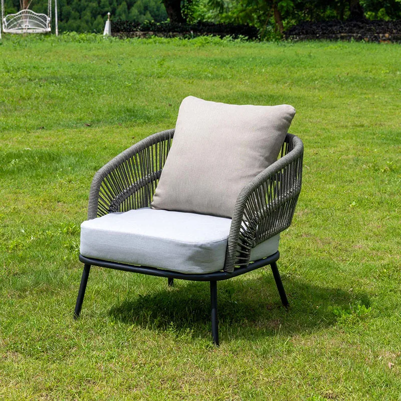 Luxury outdoor lounge chair garden furniture weaving rope chair