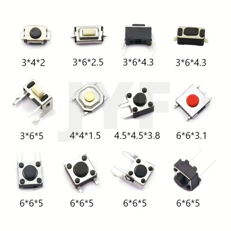 3*3 тактильный переключатель 12*12 кнопка 4-контактный 2-контактный 4 5*4 5 SMD тактовый 6*6 Водонепроницаемый 4*4