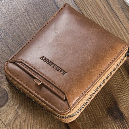 Baellerry short men wallet designer travel leather coin wallet men pu leather card holder wallet credit card holder with zipper
