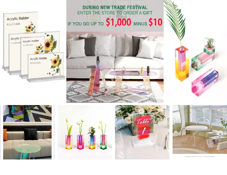  small Acrylic oval shaped Side Coffee Table 