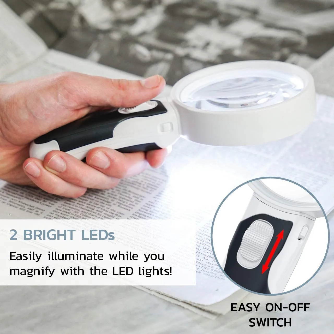 
LED Illuminated Magnifying Glass Set with Lights for Seniors, Maps, Jewelry, Coins, Watch & Computer Repair,3-Lens 2.5X 5X 16X 