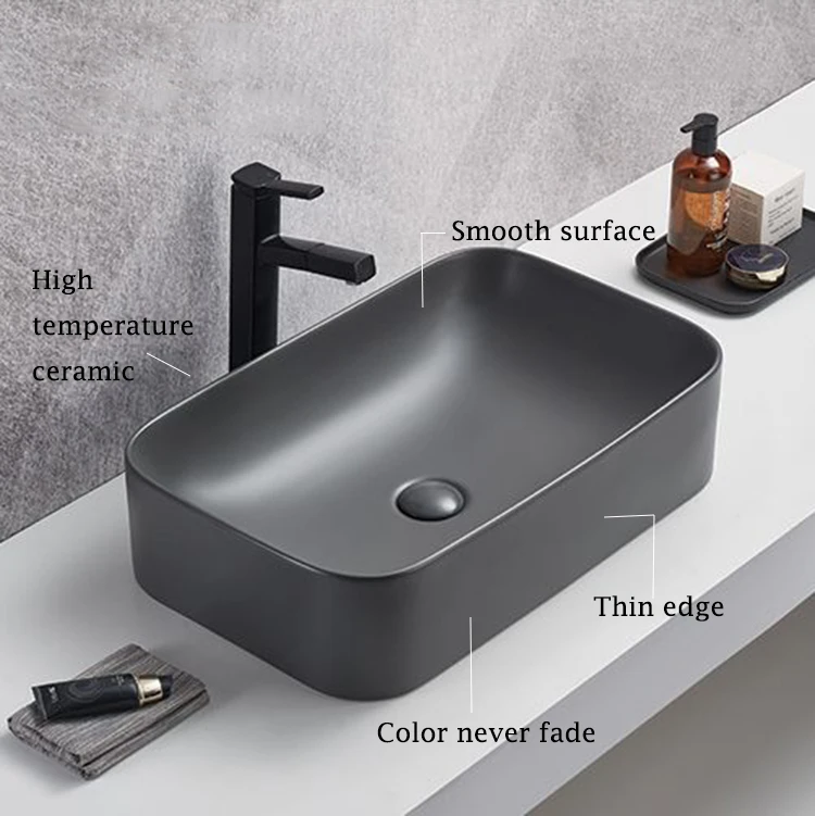 Matt color bathroom countertop mounted chaozhou factory lavoar wasbak CE sink for bathroom table top ceramic basin