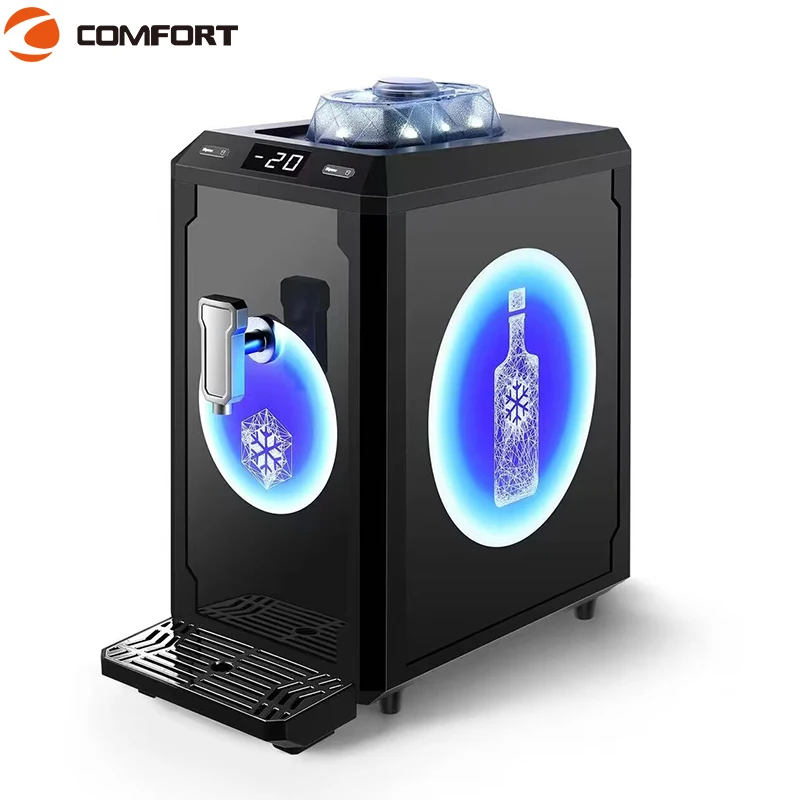 Event New design customized led logo mini portable whisky vodka shot wine chiller single bottle liquor beverage cooling machine