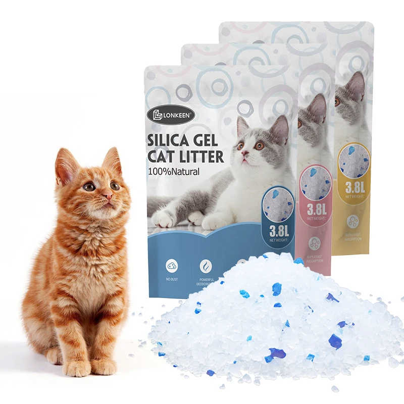 OEM/ODM 3.8L Large Particles Easy Clean Cat Toilet Sand Crystal Cat Litter With Custom Scent