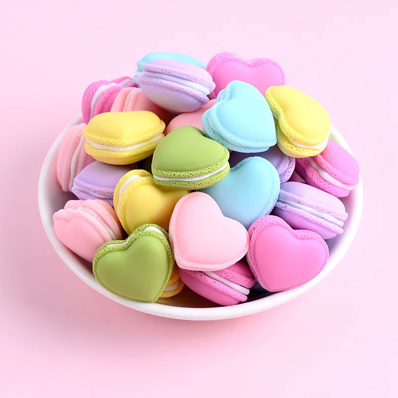 2022 Newest Simulation Candy 3D Heart Macaron Miniature Figurines Resin Cabochon Fake Food DIY Jewelry Making Accessories