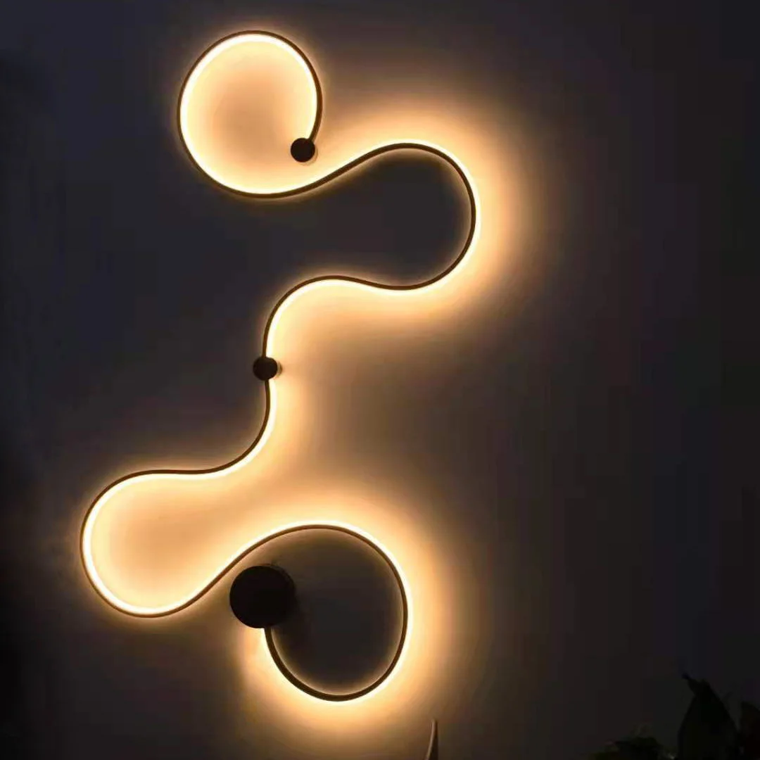Jumbo size 123*35cm 42W Nordic Style Decorative Living Room Bedroom Interior Snake Wall Light Creative Indoor Modern Led Lamp