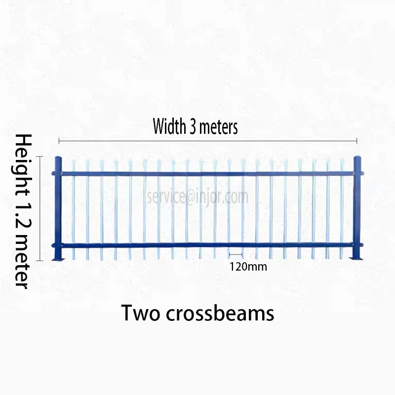 INJOR Easily Assembled High Quality Black Residential And Commercial Ornamental Wrought Iron Metal Garden Fencing