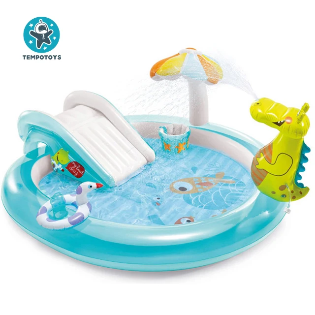 Tempo Toys New Arrival Kids inflatable Swimming Pool PVC Outdoor Crocodile Sprinkler Pad Swimming Pool Water Toy Pool With Slide