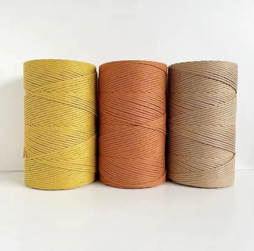 Recycled Natural Twisted Color Macrame Cotton Rope 3mm 4mm Cotton Makramee cord