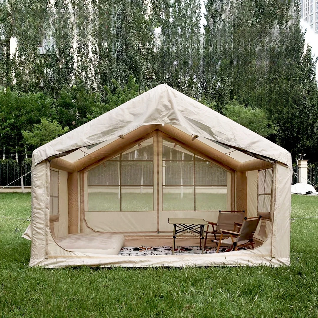Luxury Waterproof PVC & Cotton Inflatable Tent for Outdoor Camping Adventure and Wilderness Excursions Portable Design