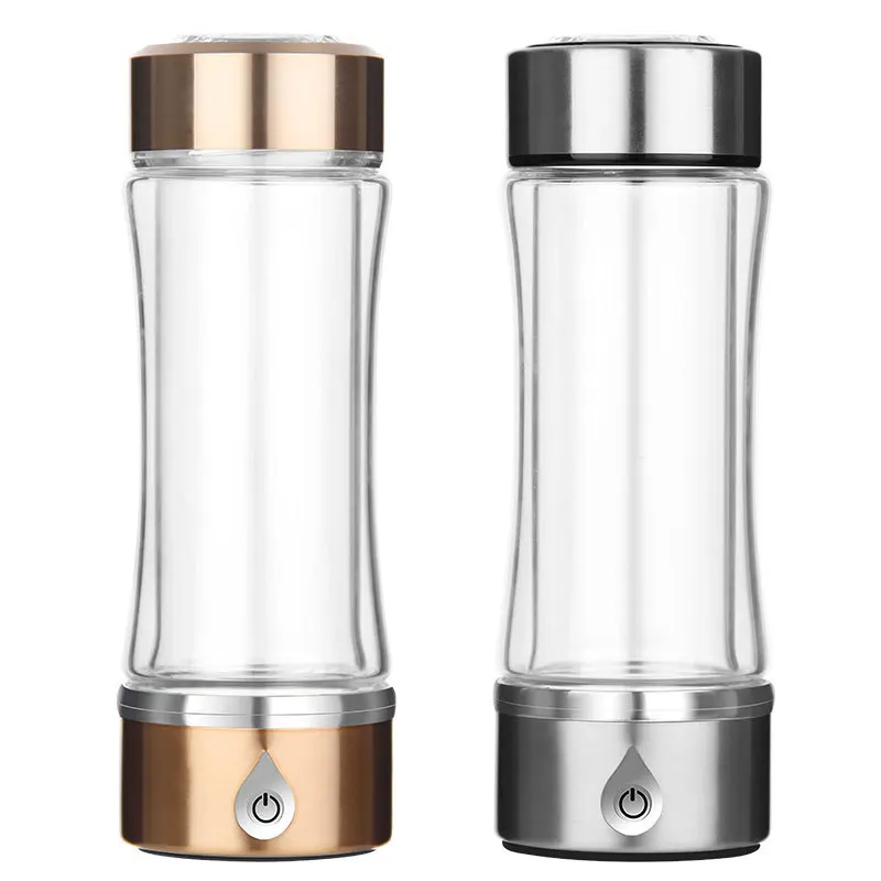 420Ml SPE/PEM Portable Hydrogen Water Bottle Glass Stainless Steel Alkaline Water Electrolysis Ionizer