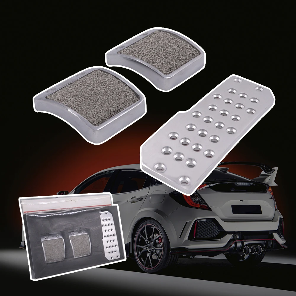 Aluminum 3pcs Clutch Brake Non-Slip Car Pedals Manual Car Foot Pedals Pad Cover For HONDA