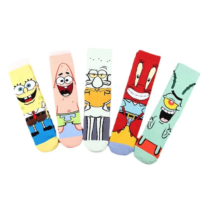 2024 designer Sponge bob Socks Patrick Star Squidward Tentacles Cartoon Pure Funny Cotton Long Tube Calcetines anime Socks