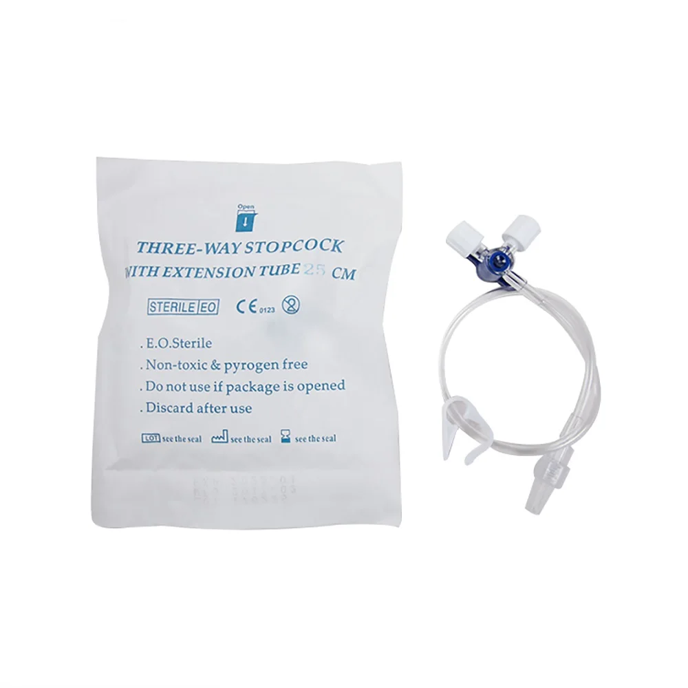 Стерильный одноразовый трехсторонний запорный кран с 15 см удлинительной трубкой, пластиковый запорный кран