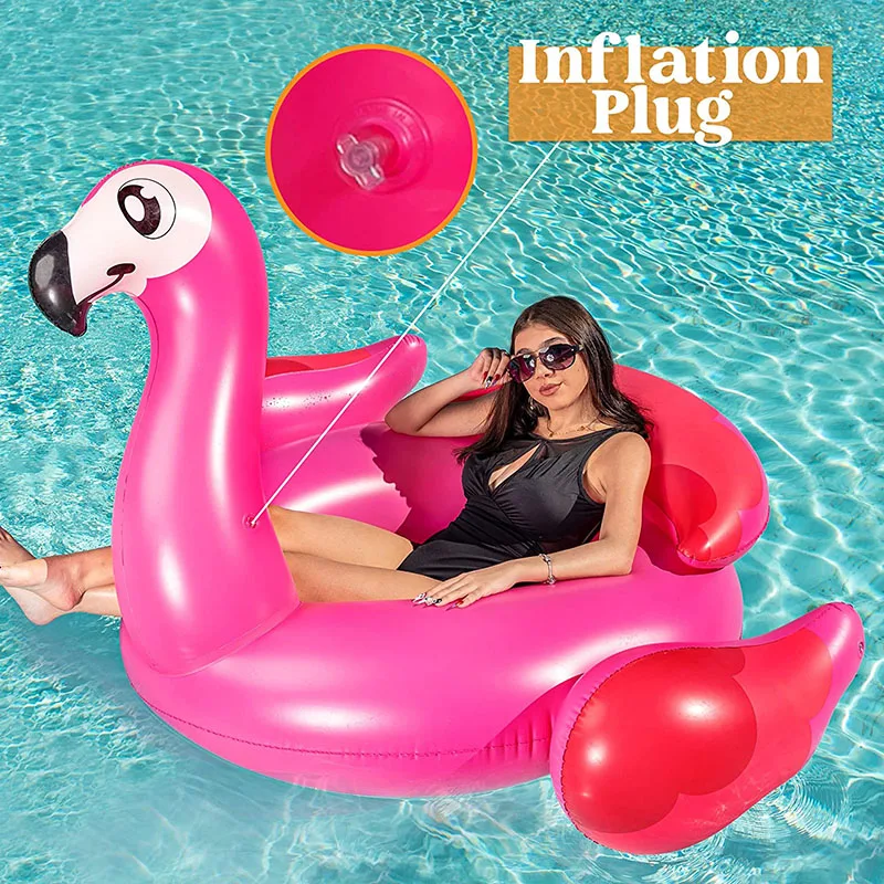 OEM/ ODM Inflatable Flamingo Tube, Fun Beach Float, Swim Party Toys, Summer Pool Raft Lounge for Adults & Kids, with Head Rest