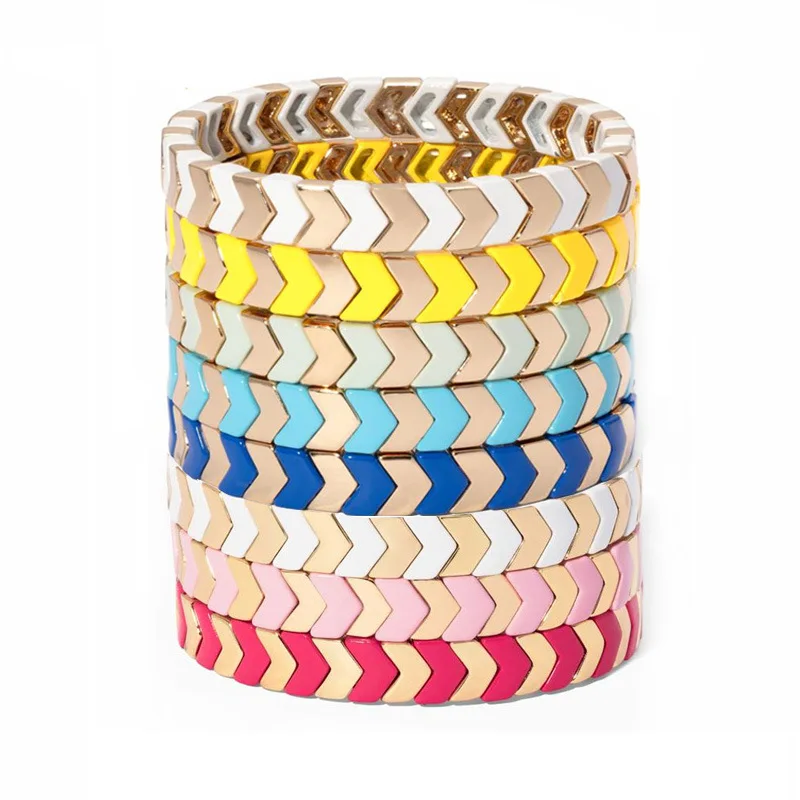 Luxury Colorful Handmade Charm Bracelet Enamel Tile Bracelet Pulsera De Esmalte Ceramic clay porcelain beads