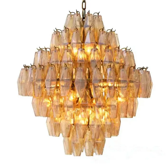 Custom chandeliers pendant lights led luxury gold high ceiling light hanging american glass all copper crystal modern chandelier