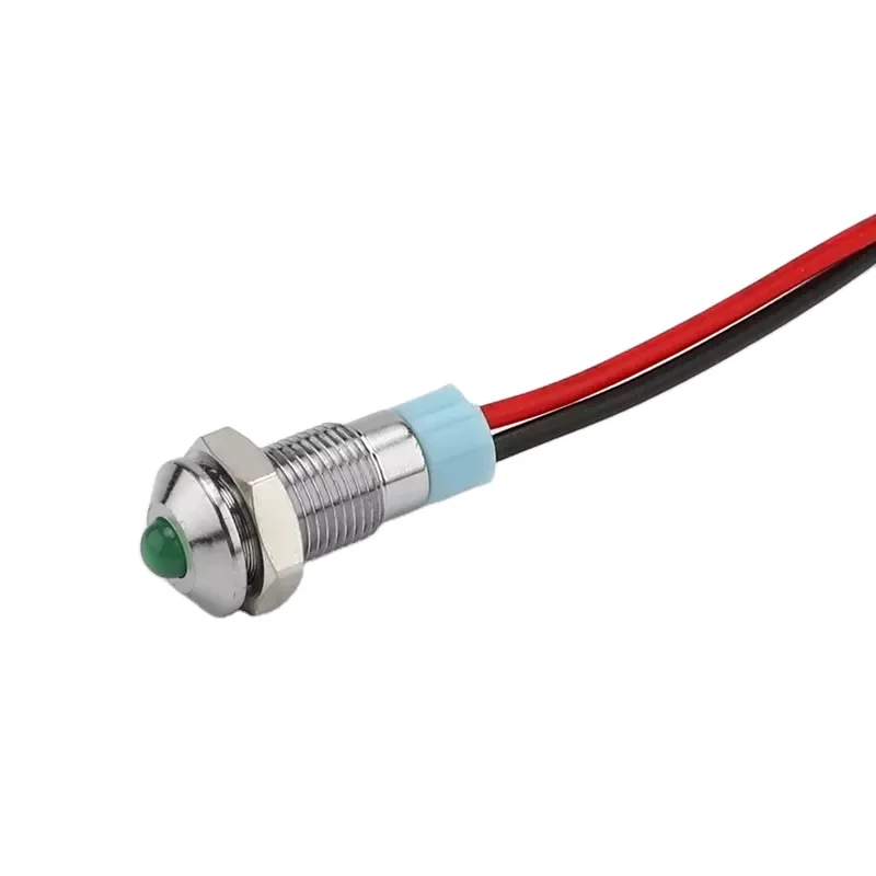 8mm multi color metal led indicator light signal lamp with wire 12v/24v/36v/110v/220v