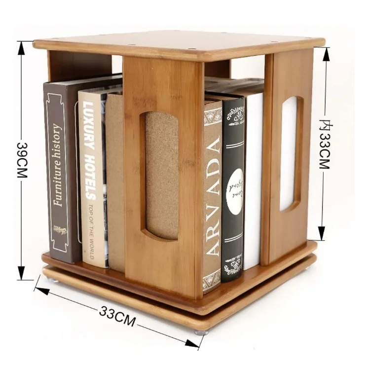 Настольный Вращающийся книжный шкаф из бамбука деревянный книжный шкаф для спальни