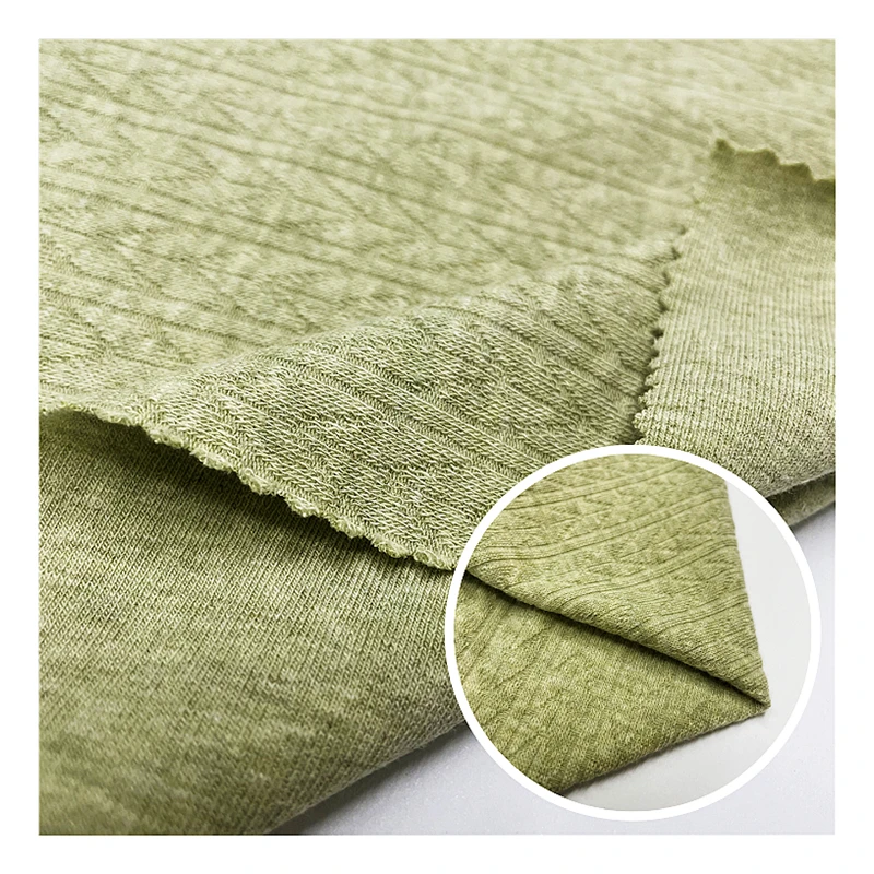Green natural yarn dyed fabric knitted 190gsm jacquard herringbone coloured cotton fabric for coat