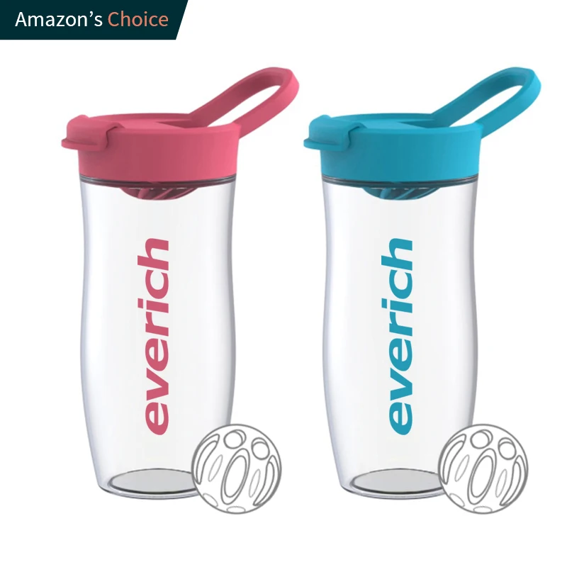 Everich Plastic shaker bottle protein shake Bottles high transparent Tritan customizable plastic tumbler