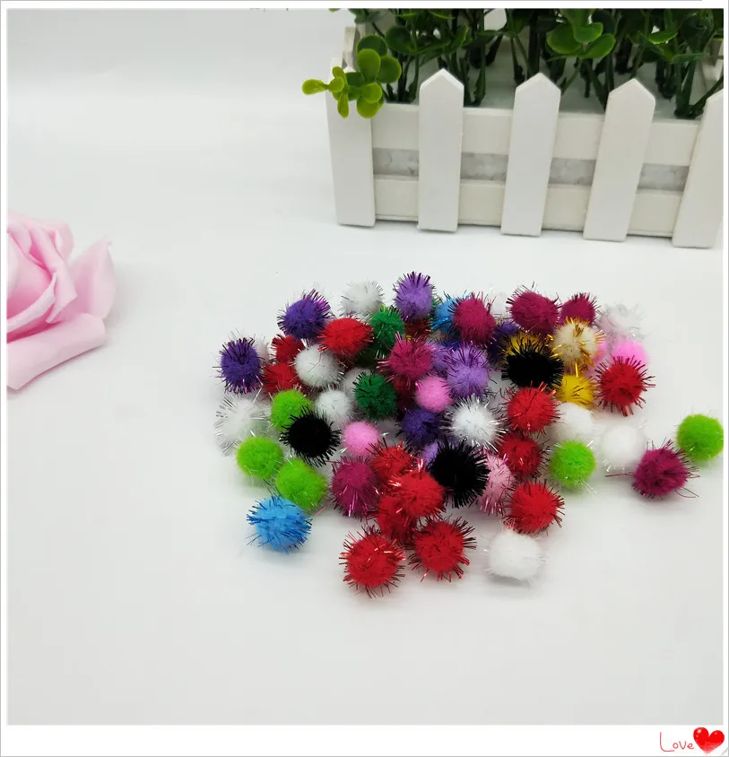 colorful pompom glitter ball Glitter Pom Poms Sparkle Balls for DIY Doll