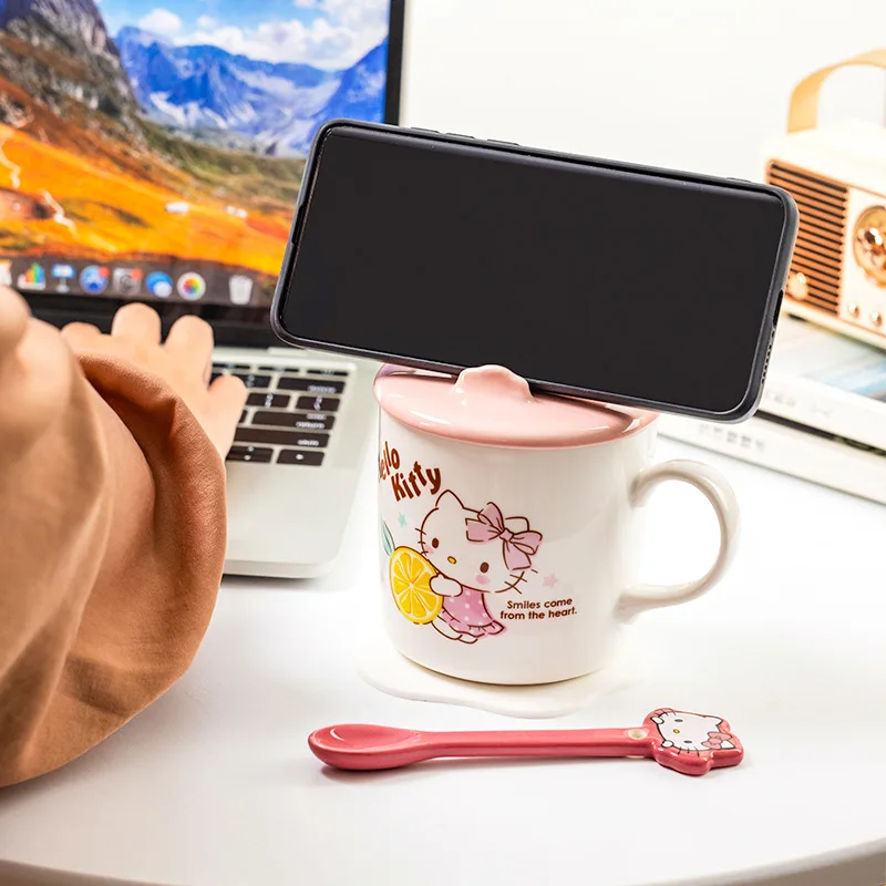 YWMX Cute Creative Mug Kuromi Melody Drinking Cup  Girl Heart Phone Holder Cup Friend Gift Wholesale