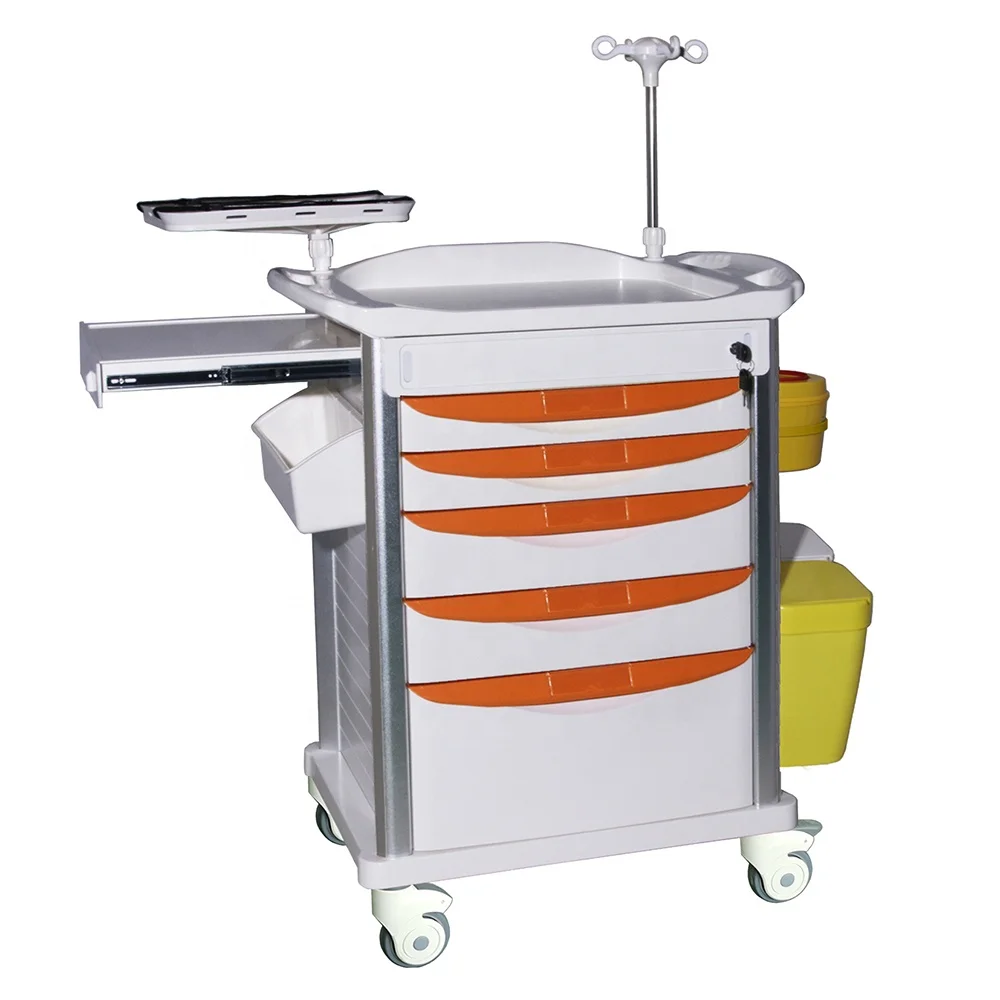 Больничная пластиковая аварийная тележка, роскошная аварийная медицинская тележка, больничная аварийная тележка по конкурентоспособной цене