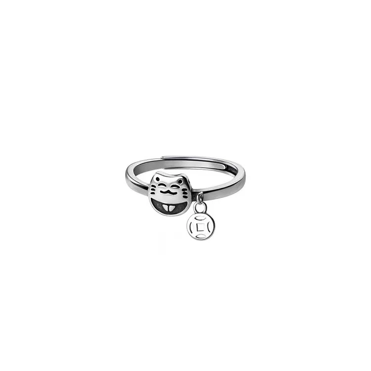 New Plated Copper Money Cat Ring Female Design Fashion Personality Animal Jewelry Ring