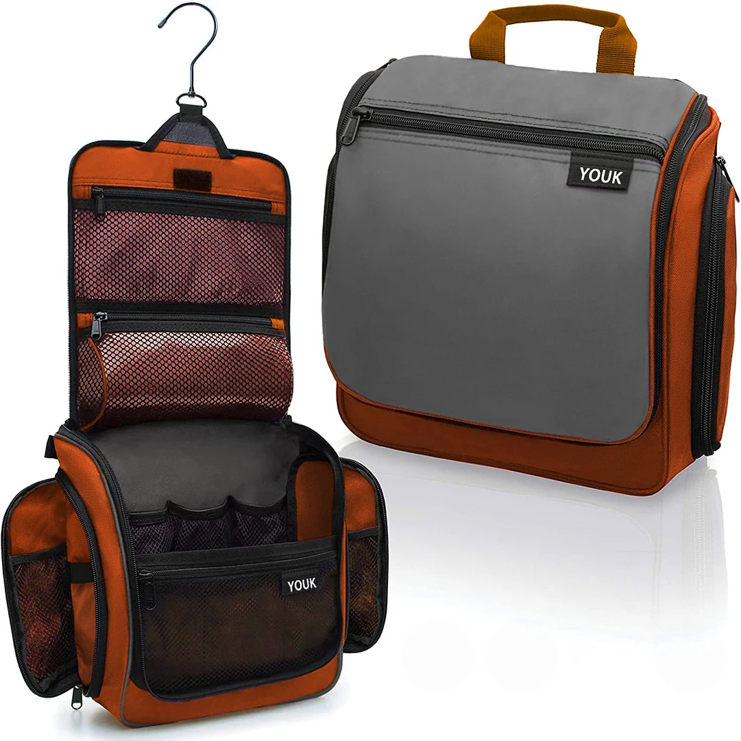 Custom Large Cosmetics Makeup Toiletries Organizer Kit Hanging Travel Toiletry Bag Set for Men Women Nylon Case Zipper Closure