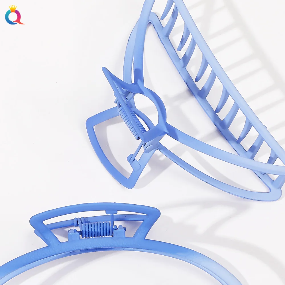 QIYUE 9cm Custom Logo Gradient Metal Hair Clamp Leopard Hair Claw Clips Hair Accessories For Woman