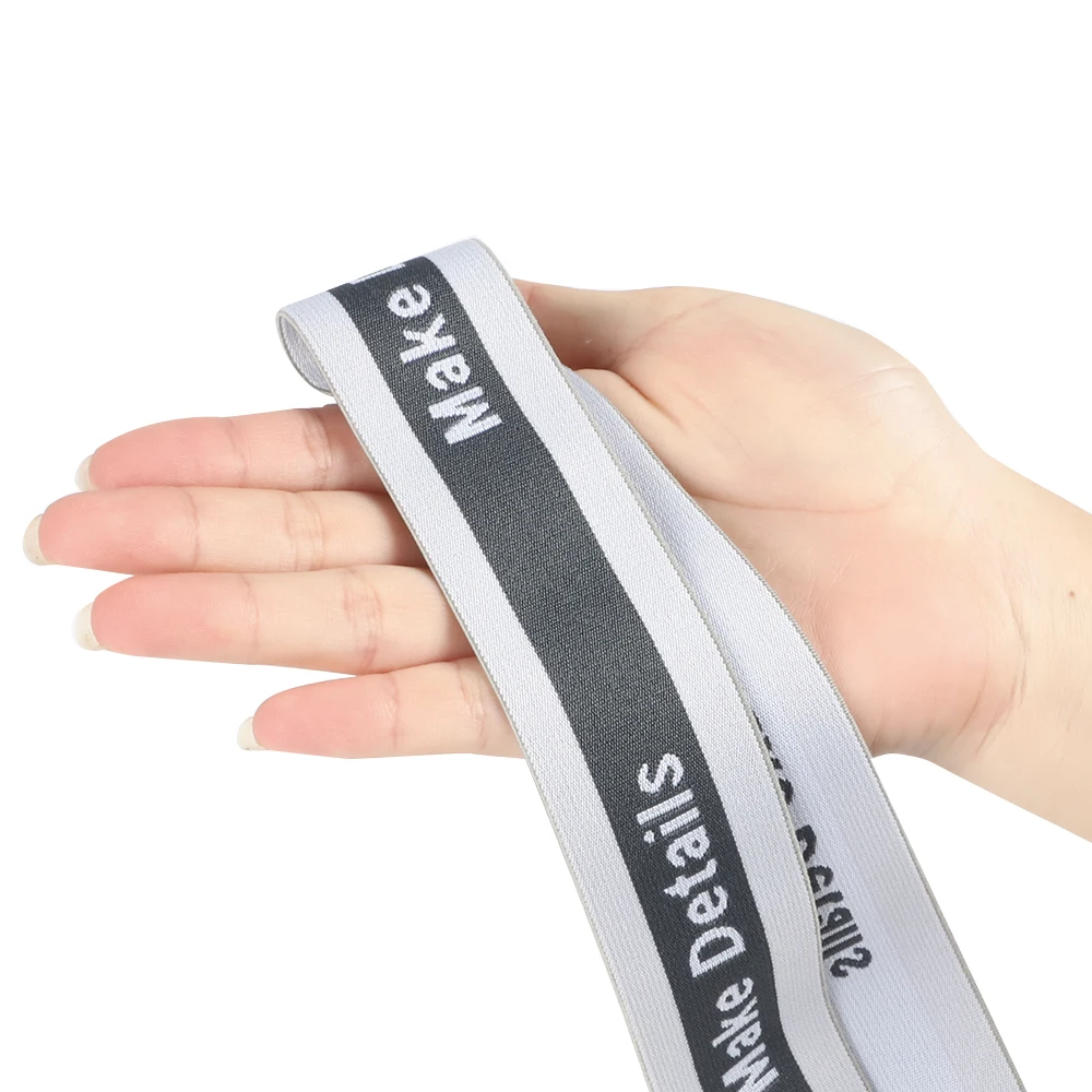 Factory wholesale custom printing design brand logo cotton nylon non-slip webbing jacquard elastic band