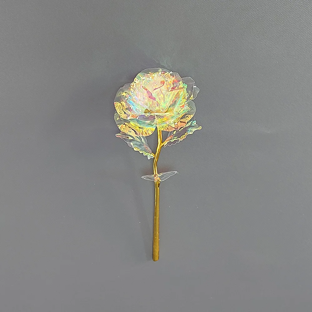 Wedding Centerpiece Gold leaf rose Decoration Artificial Flower Pink Roses Real Touch Long Stem Pink Artificial Rose