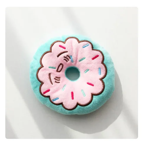 Stuffed Dog Toy Donut Shape Pet Teething Toy Puppy Dog Plush Stuffed Toy