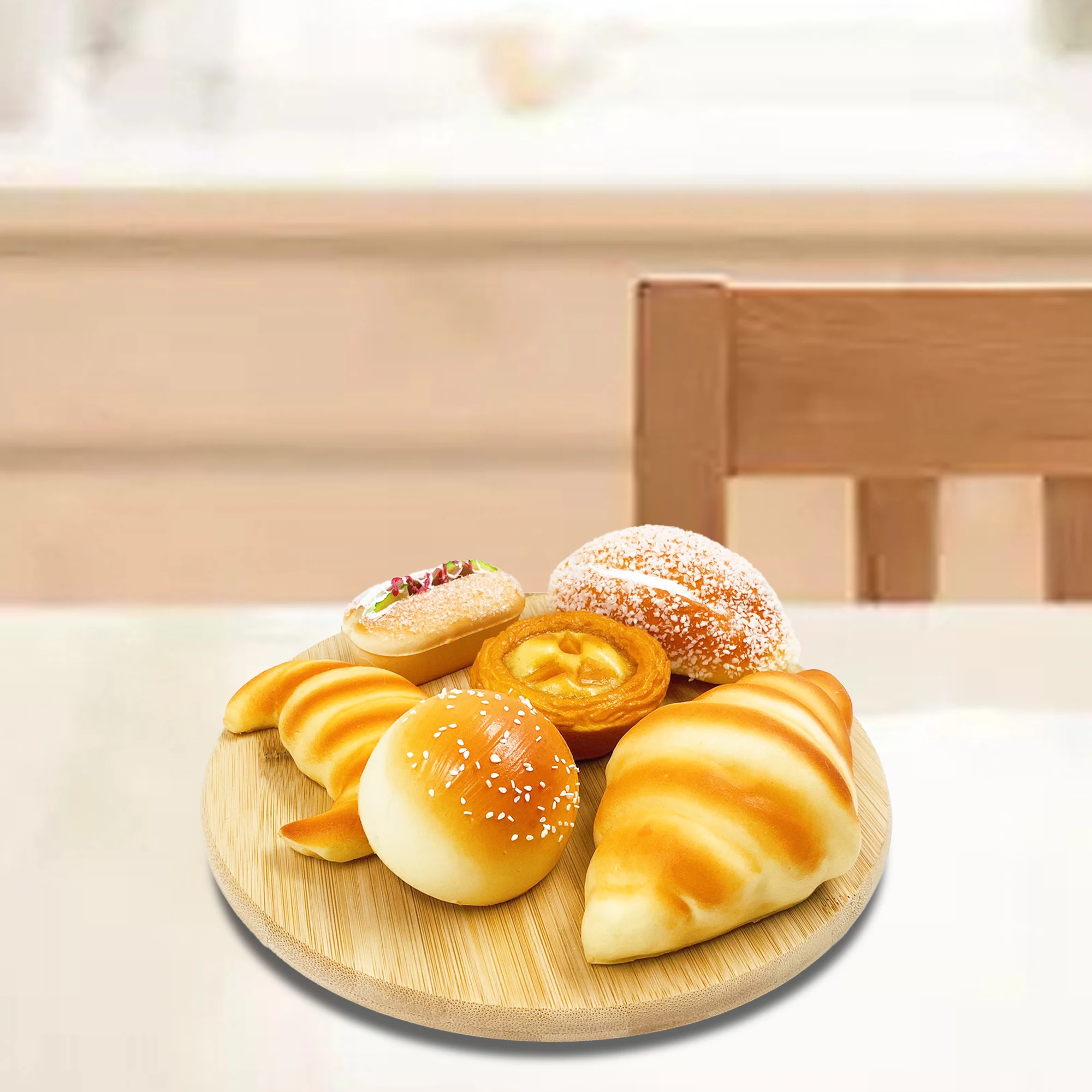 Natural Bamboo Kitchen Rotating Table Serving Plate Lazy Susan For Food Cake Pizza Sushi