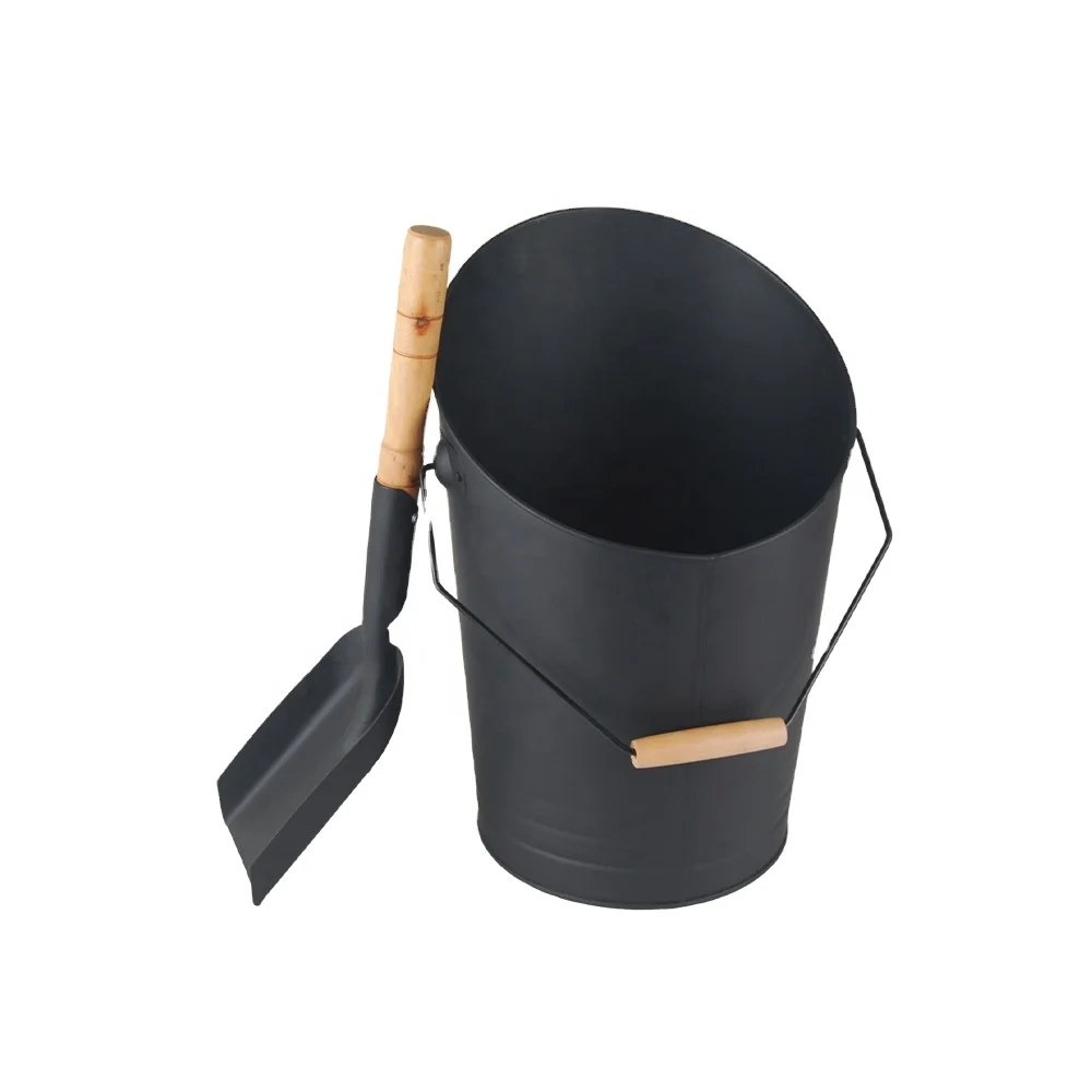 Fireplace Tool Set Metal Ash Bucket with Shovel Fireside Accessories