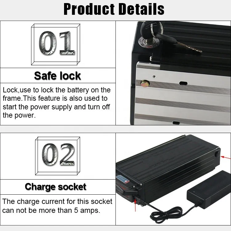 
Rear Rack 10Ah 13Ah 15Ah 22.5Ah 26Ah 28.8Ah 31.5Ah Electric Bike Lithium Ion 48V 20Ah Ebike Battery for 1000w Motor 